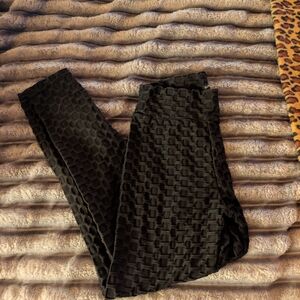 Textured Black Leggings